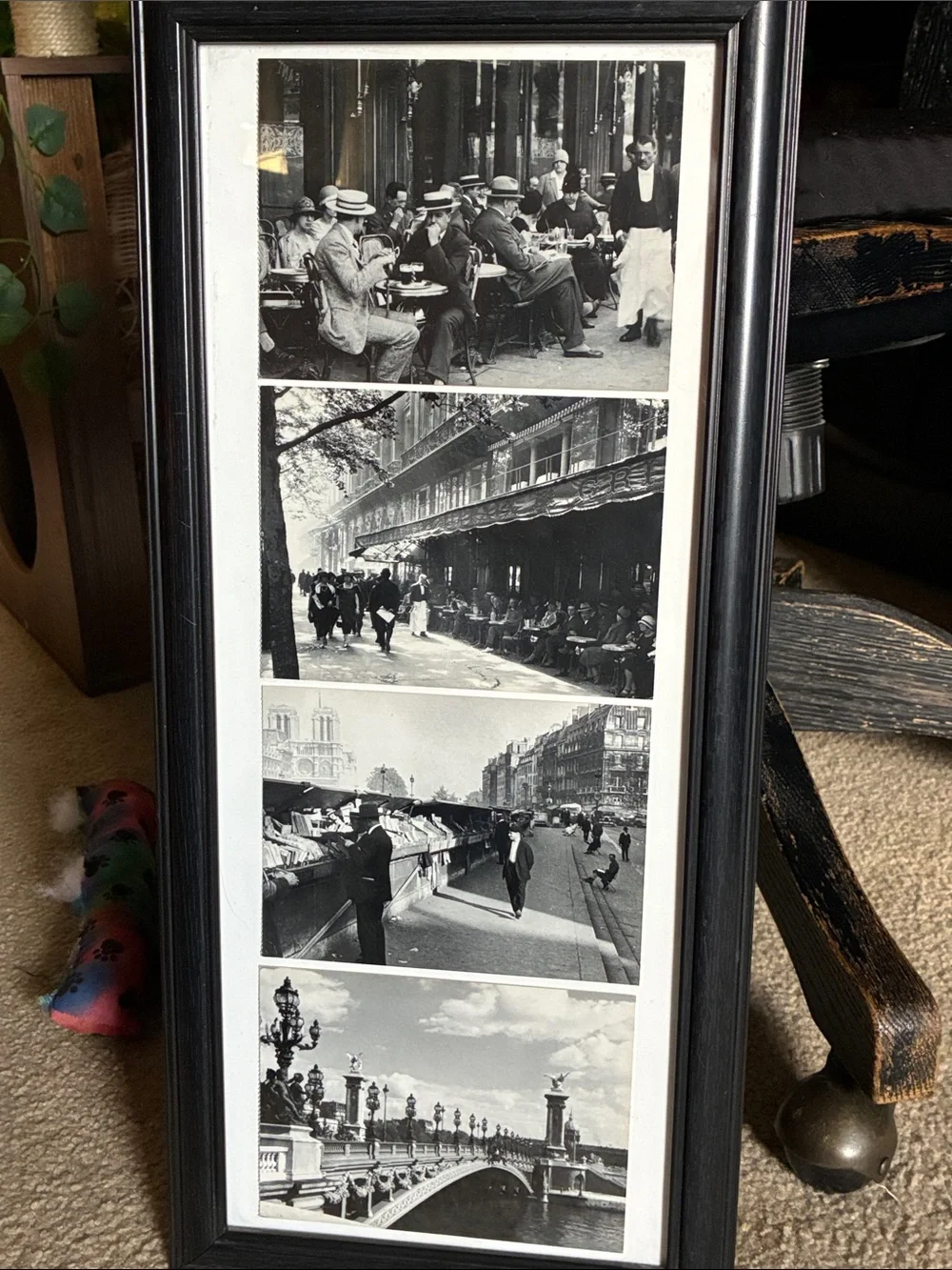Black Framed Wall Photo Collage - Classic Paris Scenes European 1930